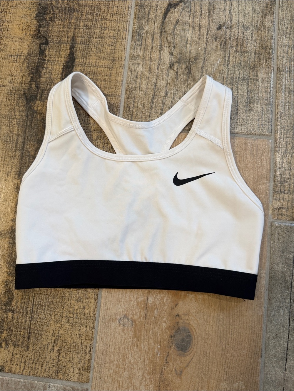 Nike Dri-Fit White Racerback Sports Bra Nike Swoosh Size Small S
